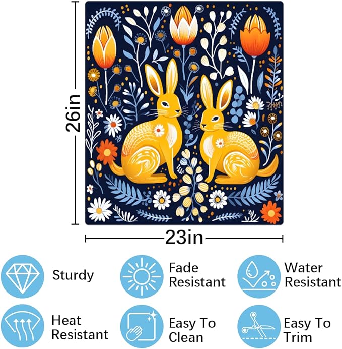Easter Bunny Beautiful Flowers Dishwasher Magnet Cover, Reusable Refrigerator Panel Stickers Microwave Front Door Covers Magnets for Kitchen Home Appliances Holiday Party Decorations 23 X 26 in