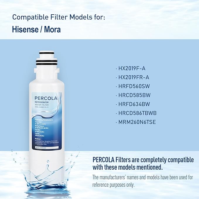 HX2019FR-A Water Filter Replacement, Compatible with Hisense HX2019FR-A, HX2019F-A, HRM260N6TSE, HRFD560SW, HRCD585BW, HRFD634BW, HRCD650BW, HRCD586TBWB and Mora MRM260N6TSE (1 Pack)