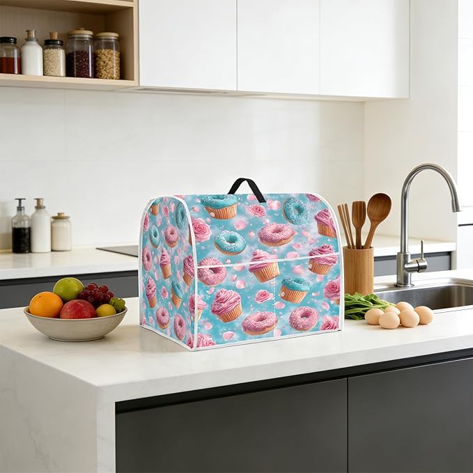 Stand mixer cover with handle and storage bag, reusable and washable, stylish retro floral design, keeps kitchen countertops clean and tidy (fits 6-8 quart mixers).