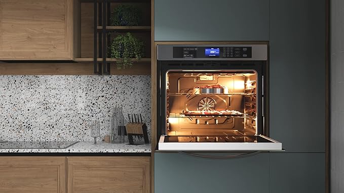 KoolMore 30-Inch Electric Single Wall Oven with Quiet, Rapid Convection Cooking, 7 Cook and Baking Modes, Large Capacity Oven, Stainless-Steel Unit, Self-Cleaning (KM-WO30S-SS)
