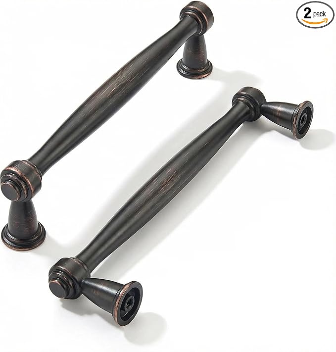 khtumeware 2 Pack 3-1/2 Inch(89mm) Oil Rubbed Bronze Cabinet Pulls Soild Vintage Bronze Kitchen Cabinet Handles Antique Bronze Kitchen Cabinet Hardware for Cupboard Drawer Handles Dresser Pulls