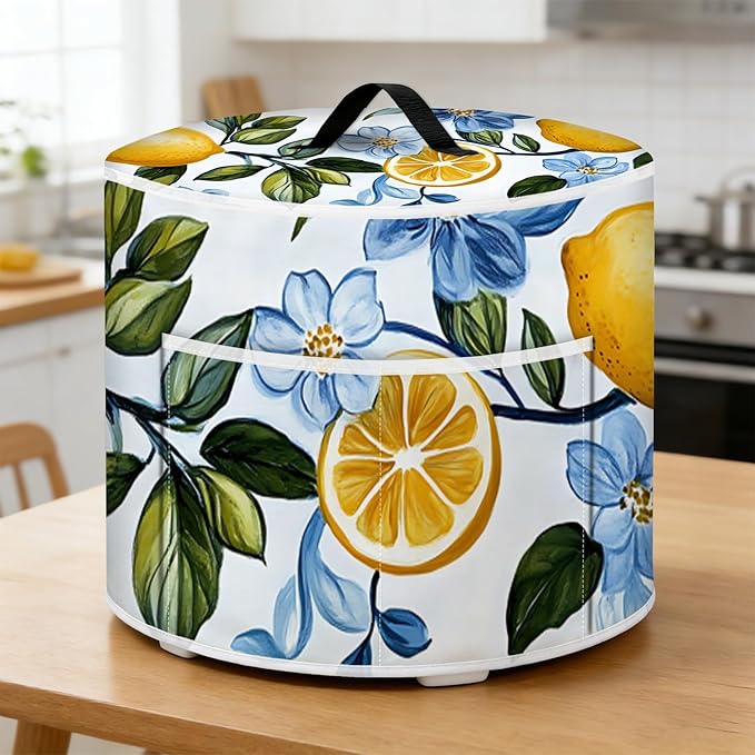 Rice Cooker Cover, Dust Cover for Kitchen Appliances with Handle and Storage Pocket, Easy to Clean Kitchen Decor Gift, Fits 3-6-8 Quart Instant Pot, Slow Cooker and Air Fryer