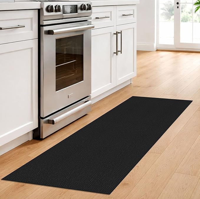 IOHOUZE Washable Runner Rug 2x6 Non Slip Runners for Hallways Entryway Runner Indoor, Kitchen Rugs Woven Cotton Floor Carpet for Kitchen Hall Entrance Bedroom, Black/Grey