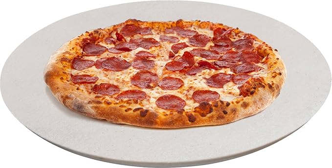 FibraMent-D Premium 3-Piece Pizza Stone Set Perfect for Home Ovens - 13-5/8" Round Pizza Stone, Peel & Rocker Pizza Cutter, Durable Baking Stone for Bread, Pastries Ranked 'BEST OVERALL PIZZA STONE'