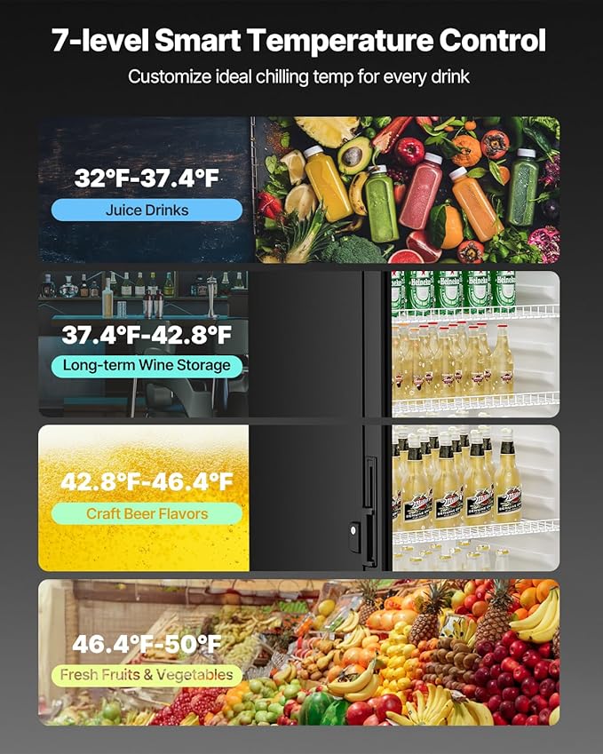 VEVOR Commercial Merchandiser Refrigerator, 12.2 CU.FT Glass Door Display Refrigerator, Beverage Cooler Merchandiser with Adjustable Shelves, Soft LED Light, Customizable Lightbox, Black
