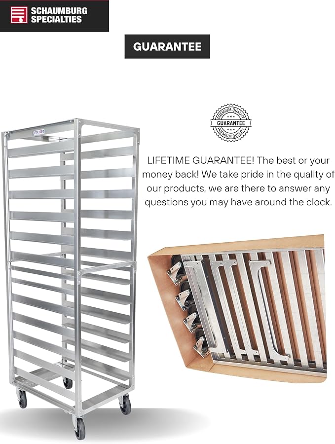 10 Pan 6" Spacing Commercial Aluminium Bun Racks, NSF Listed Heavy Duty Speed Rack for Bakery, Restaurant & Catering, 10 Tier 20.5" x 26" x 70" Speed Rack with Heavy Duty Plate Casters