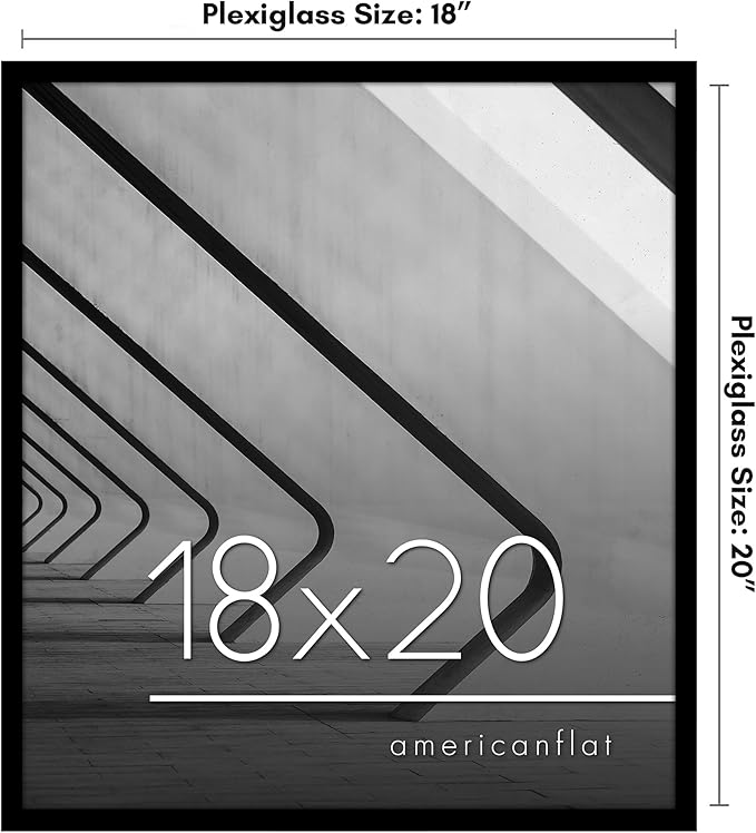 Americanflat 18x20 Picture Frame with Polished Plexiglass - Streamline Collection - Thin Border Picture Frame for Wall Display - Hanging Hardware Included - Black