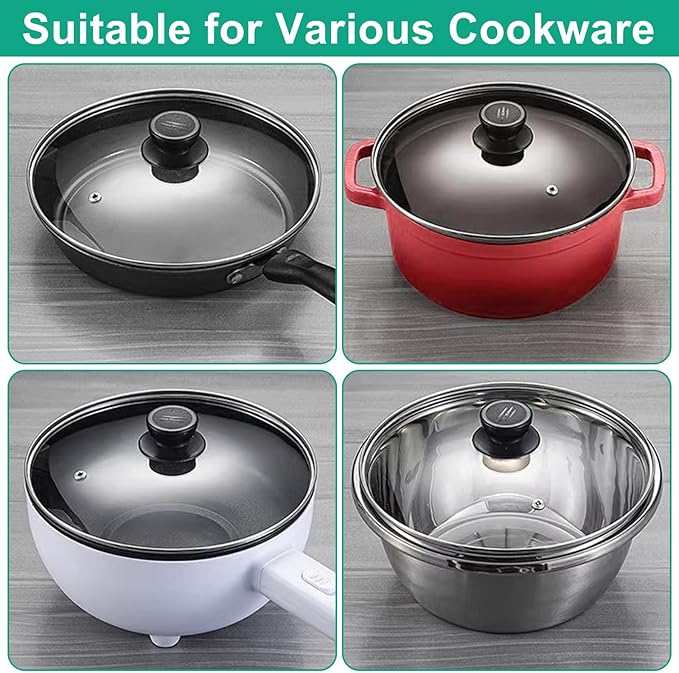 10 Inch Pan Lid, Round Tempered Glass Lid, Universal Pot Lids with Heat Resistant Handle, Replacement Pan Cover for Pans and Skillets, Dishwasher Safe