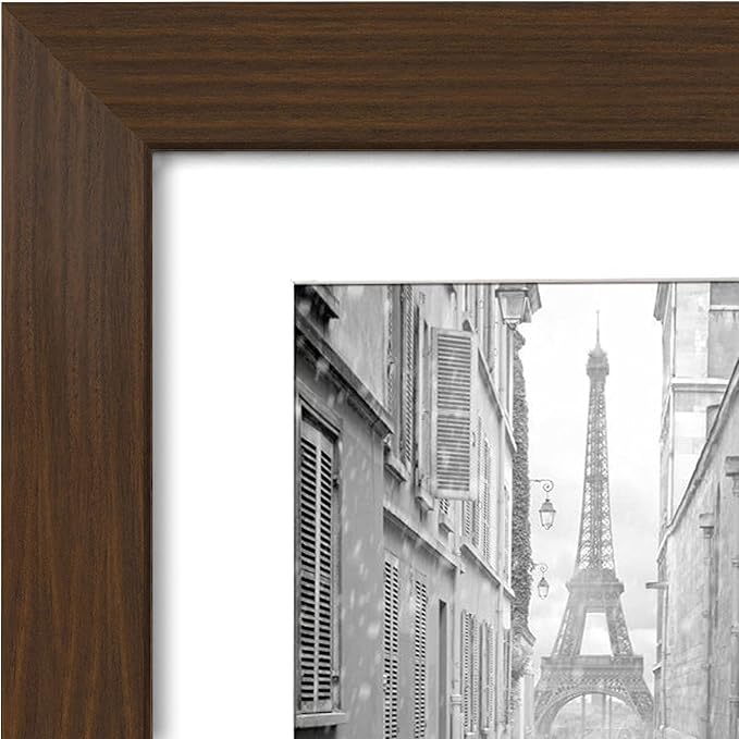 Americanflat 9x12 Picture Frame with Shatter-Resistant Glass - Use as 6x8 Frame with Mat or Display 9x12 Photo Without Mat - Signature Collection - Picture Frames for Tabletop and Wall - Walnut
