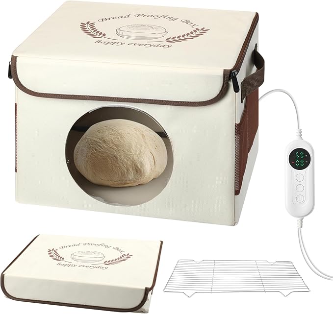 Bread Proofing Box with 86-113℉ Temp Control & 24H Timer, Dough Proofer with Metal Rack, Proofing Box for Sourdough, Bread Baking, Pizza, Yogurt, Kombucha, Space-Saving