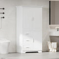 Storage Cabinet with Three Drawers and Doors, Wide Pantry Cupboard for Kitchen, Living Room and Bathroom, Adjustable Shelf, White