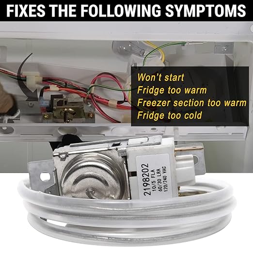 Lifetime 2198202 Refrigerator Cold Control Thermostat by Seentech Easy to Install - Exact Fit for Whirlpool,Kenmore Refrigerator - Replaces Part Numbers: WP2198202 2161284 2198201 PS11739232 AP6006166