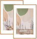 Axeman 20x30 Oak Frame Set of 2 - Rounded Corner 20 x 30 Poster Frame Matted to 16x24 - Natural Oak Wood Picture Frame with Tempered Glass for Wall Mount Display
