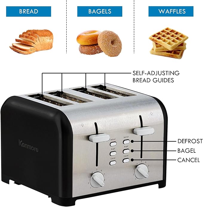 Kenmore 40603 4-Slice Toaster with Dual Controls in Black