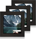 4x4 Black Picture Frames set of 3, Made of Wooden and Real Glass Small Square frame - Display on Table Desk Top or Wall Hanging