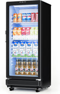 6 Cu.Ft Commercial Refrigerators, Display Fridge with Double-Tempered Glass Door, Beverage Cooler for Bar, Office, Restaurant, Outdoor Beverage Refrigerator with Locking, Key & LED