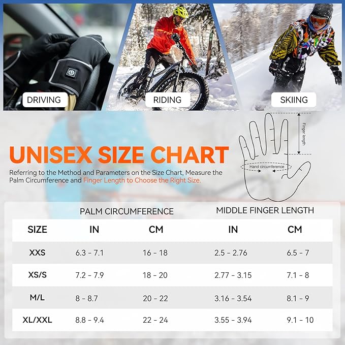 Savior Heated Glove Liners,Electric Heated Thin Gloves with Remaining Power Display,Rechargeable Hand Warmers,Suitable for Winter Driving,Typing,Running