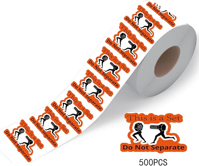 1step2dream This is a Set Do Not Separate Labels | Funny Packing Stickers - Humorous Screw & Nut Design - Adhesive Labels - Industrial Style Shipping Decals