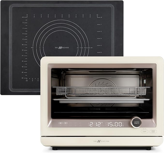 VAL CUCINA 7-in-1 Steam Convection Oven Countertop with Air Fry, Bake, Sous Vide, Ferment, Built-in Recipes & VAL Board Cutting Board, Creates Storage Space, Protects Cabinets