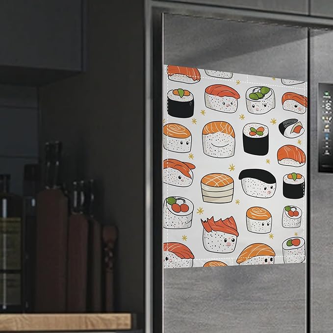 Japaness Sushi Print Dishwasher Magnets Decorative Cover,Magnet Fridge Panel Decal for Home Kitchen Decor,23x26 in