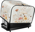 4 Slice Toaster Cover for Kitchen Watercolor Flower Botanical Waterproof and Dustproof Toaster Dust Cover with Side Pockets Decorative Universal Cover for Wide Slot Toasters and Small Appliances
