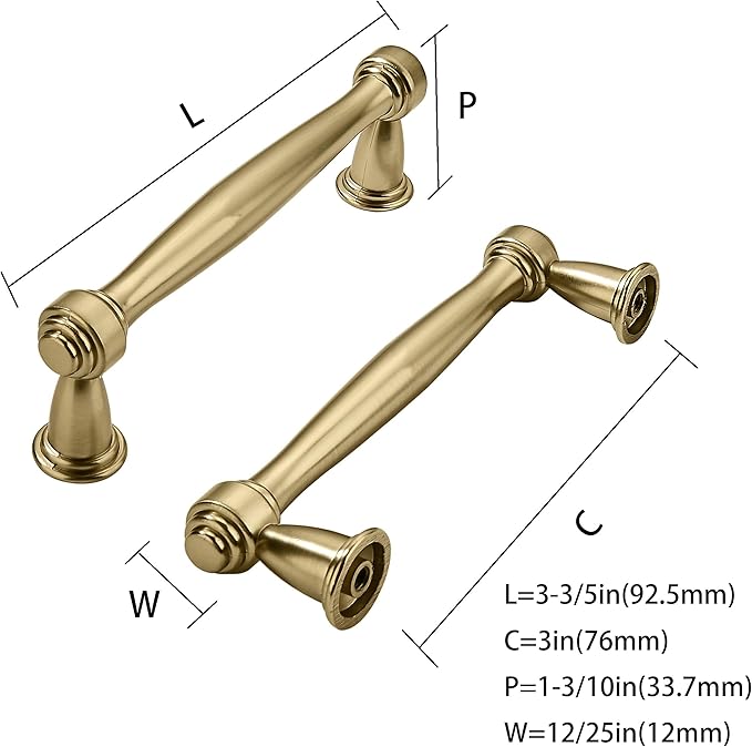 khtumeware 2 Pack 3 Inch(76mm) Champagne Bronze Cabinet Pulls Champagne Brass Kitchen Cabinet Handles Kitchen Cabinet Hardware for Cupboard Drawer Handles Dresser Pulls