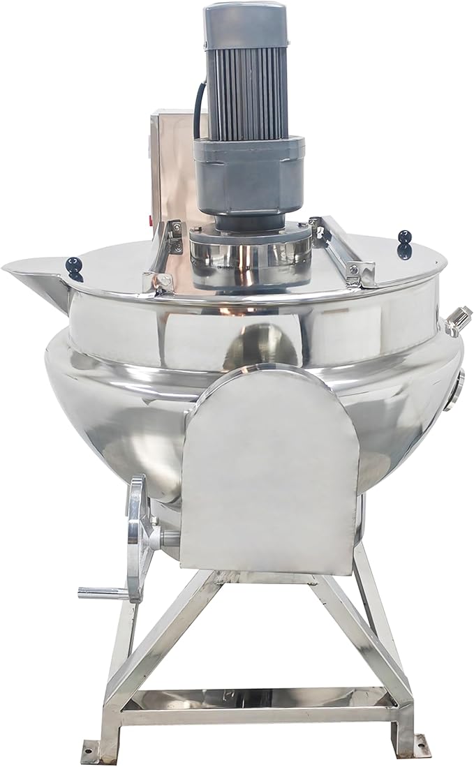 TECHTONGDA Automatic Cooking Pot with Stirrer Electric Kettle Stainless Steel with Mixer Tiltable Jacketed for Soup Chilli Tomato Sauce Fruit Jams Porridge 13.2gallon 220V