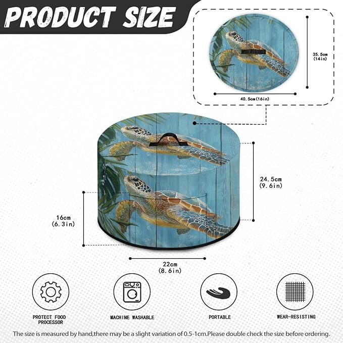 Sea Turtle Wood Grain Print Slow Cooker Dust Cover Protective with Pocket Keep Appliance Clean Fit Most 6-8 Quart Crock Pot Monstera Palm Leaf Print Kitchen Appliance Accessories