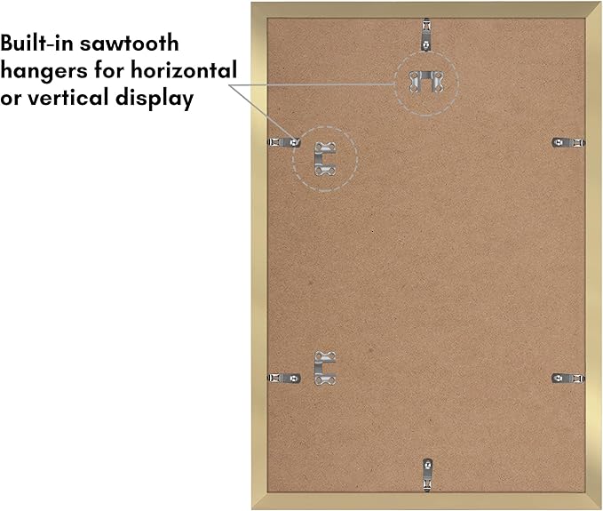 Americanflat 12x18 Poster Frame with Polished Plexiglass - Set of 5 - Use as 11x17 Frame with Mat or Display 12x18 Photo Without Mat - Galleria Collection - Picture Frames for Wall Display - Gold