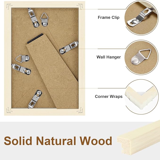 Vittanly 4x6 Picture Frame, Solid Wood Frame with Plexiglass, Includes 3.5x5 Mat, Wall Hanging or Tabletop for Home Decor, White, 1 Pack