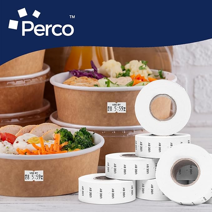 Perco Use by 1 Line Labels - 10 Sleeve, 80,000 Labels for Perco Lite, X, Plus and Pro 1 Line Date Guns