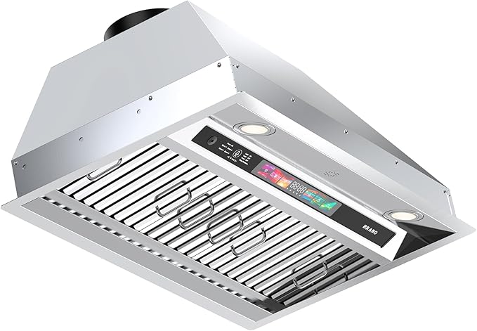 30 Inch Insert Range Hood with Voice/Gesture/Touch Control, 900 CFM Built-in Kitchen Hood Vent with 4 Speed Exhaust Fan, Memory Mode, Adjustable Lights, Ducted/Ductless Convertible