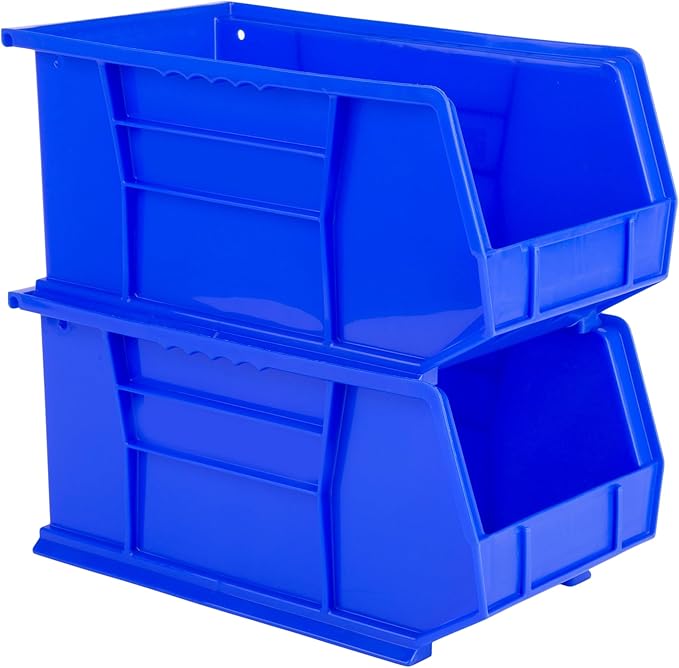 Hudson Exchange 15" x 8" x 7" Plastic Stackable Storage Bin and Hanging Container, Blue