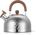 Tea Kettle, Food Grade Stainless Steel with Wood Pattern Folding Handle, Whistling Kettle for Induction, Gas, and Electric Stovetops (3 liters)
