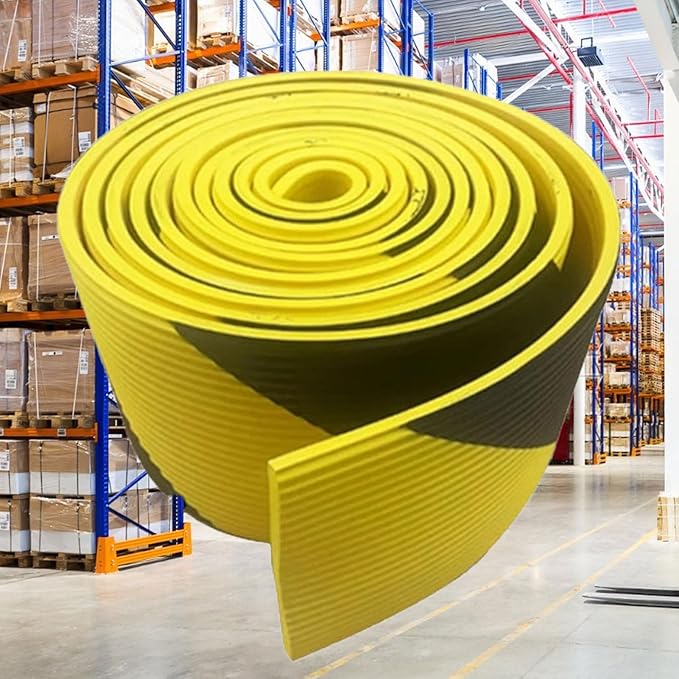 Heavy Duty Wall & Corner Guards 5m Corrugated Self-Adhesive NBR Rubber Protection with Yellow/Black Stripes for Parking Columns & Garage Safety(1PCS,20 cm)