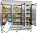 VEECOOL 72 cu.ft Commercial Refrigerator WiFi-Enabled, 82" Two Section Full Door Stainless Steel Reach in Refrigerator, LED Lighting, App and Digital Control, R290 Refrigerant, ETL&ETL Sanitation