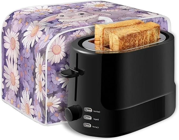 UNICEU 2 Slice Quilted Toasters Cover, Daisy Bunny Cute Print Dust-proof Toasters Cover Bread Maker Cover Kitchen Small Appliance Dust Cover