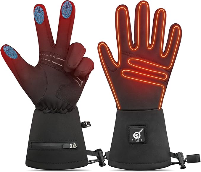 SAVIOR HEAT Thin Heated Gloves for Men Women, Electric Glove with Rechargeable Battery Hand Warmer for Skiing Hiking Hunting Camping Climbing Motorcycling