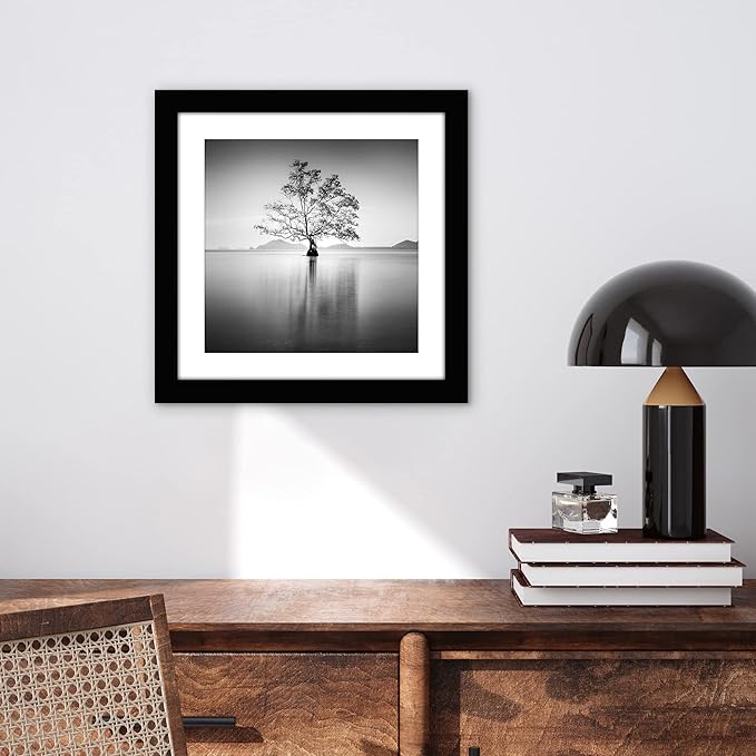 Americanflat 10x10 Picture Frame with Shatter-Resistant Glass - Use as 8x8 Frame with Mat or Display 10x10 Photo Without Mat - Signature Collection - Square Frames for Wall Display - Black