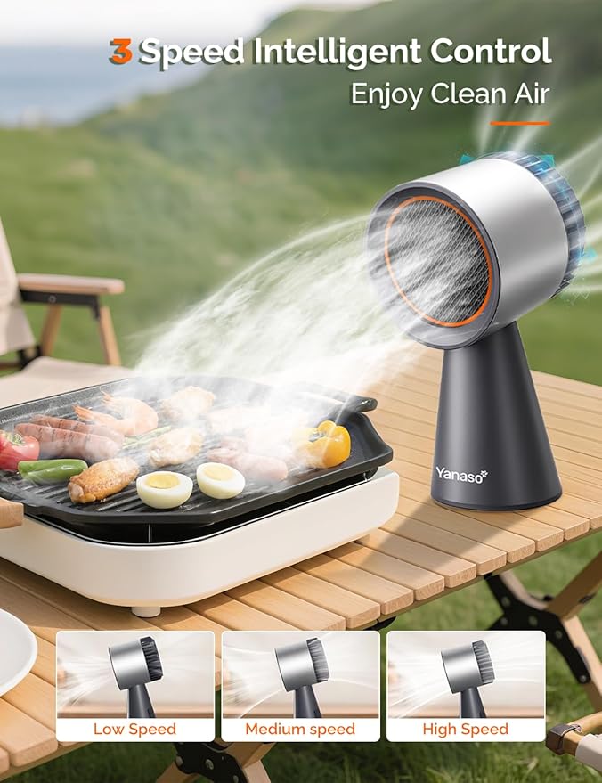 Portable Kitchen Range Hood – Quiet 3-Speed Countertop Exhaust Fan with Dual Carbon Filters, Large Oil Cup, Easy-Clean & Detachable Design, Perfect for Apartments, Dorms & RVs