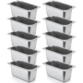 10 Pack Hotel Pans Stainless Steel Steam Table Pan 1/3 Size, 0.8 mm Thick Anti Jam Warming Pans for Food Warmer Restaurant Catering Supplies, 12.8 x 6.9 Inch(6 Inch Deep,Standard)