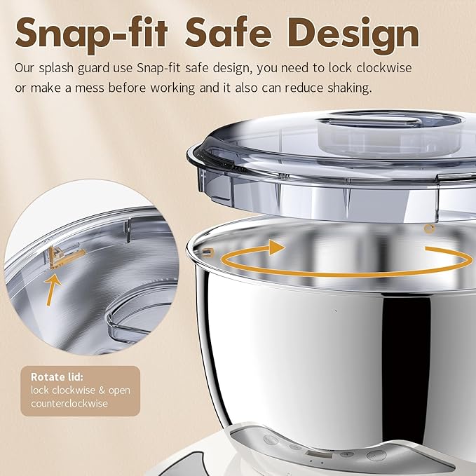 Mini Angel Electric Dough Maker with Ferment Function, 5.5QT Dough Mixer Machine with 304 Stainless Steel Bowl, Face-up Touch Panel, Household Flour Kneading Machine for Pizza Bread, White