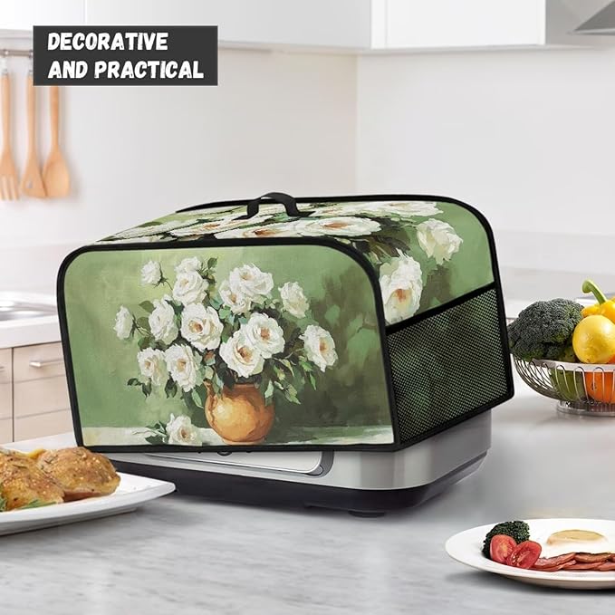 White Rose Slow Cooker Dust Cover Dragonfly Compatible with 6-8 Qt Slow Cookers