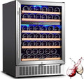 AAOBOSI Wine Fridge - 24-inch Dual Zone Wine Cooler Holds 51 Bottles, 41-64.4°F Wine Cooler Fridge with Digital Touch Screen, Built-in or Freestanding Fridge，for Home，Restaurant, Bar