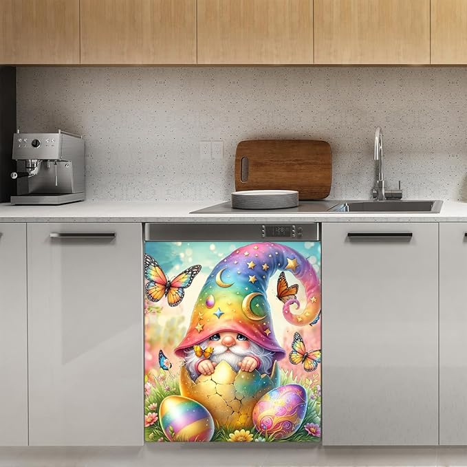 Dishwasher Magnet Cover Happy Easter30 Front Dishwasher Cover Decoration Reusable Magnetic Door Cover Panel Decal Home Appliances Stickers Kitchen Refrigerator Fridge 23"x26"