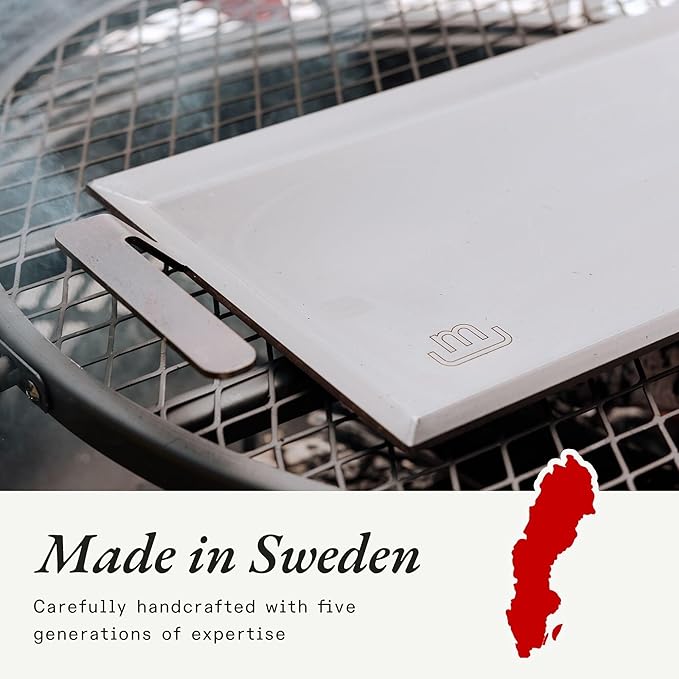 Made In Cookware - Carbon Steel Griddle + Grill Press - (Like Cast Iron, but Better) - Professional Cookware - Crafted in Sweden - Induction Compatible