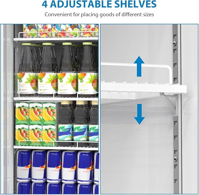 Commercial Display Refrigerator with Single Glass Door, 11.3 Cu.Ft Upright Beverage Cooler with Adjustable Shelves, Soft LED Lighting, Merchandiser Fridge for Home, Restaurant, and Garage, White
