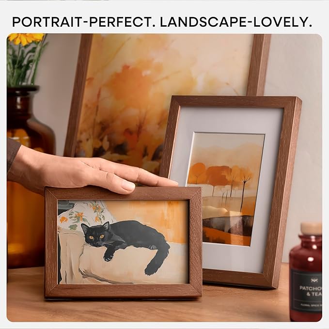 Homeforia 17x24 Picture Frame Brown, High End Dark Oak 17x24 Poster Wood Frame with Mat 13x19 for Photo, 17 x 24 Wooden Walnut Frame Matted to 13 x 19, 24x17 Frames, Tempered Glass, Wall Kit, Set of 1