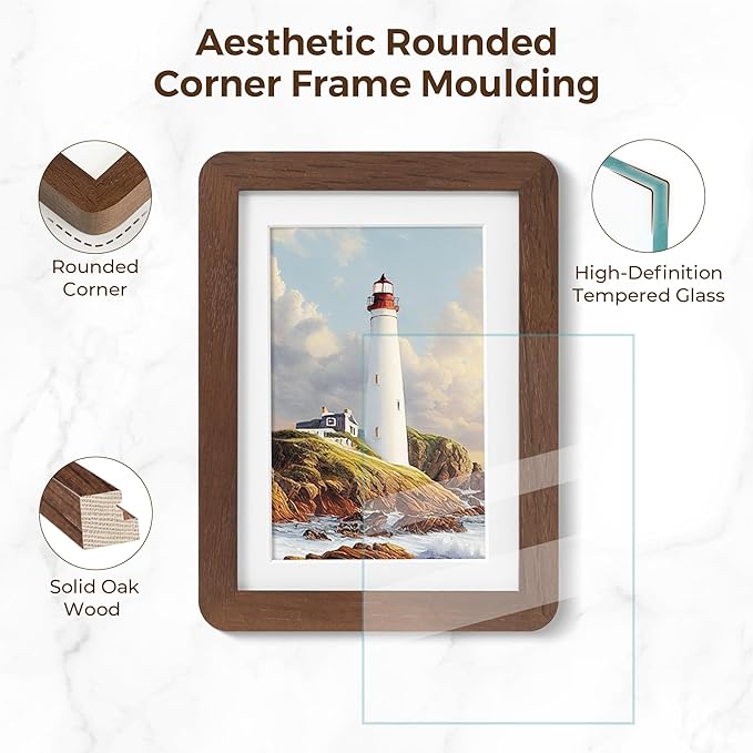 24x36 Poster Frame for Wall, 24 by 36 Picture Frame - Solid Oak Wood & Tempered Glass, Rustic 24 x 36 Wood Frame for Home Decor, 23x36 Picture Frame with Mat for 20x30, Walnut Color, 1 Pack