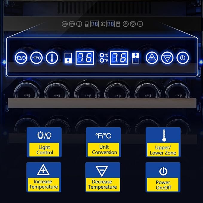AAOBOSI Wine Cooler Refridgerator 24 Inch, 176 Bottles Dual Zone Wine Fridge with Double-Layer Tempered Glass Door and Temperature Memory Fuction,Built-in or Freestanding.